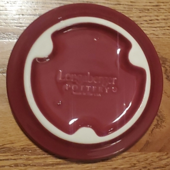 Longaberger Pottery Maroon Paprika Pint Crock Lid Coaster Candle Holder - Picture 3 of 3
